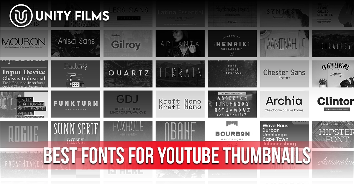 Best Fonts for YouTube Thumbnails featuring a collection of bold, modern, and eye-catching fonts for creating high CTR YouTube thumbnails.