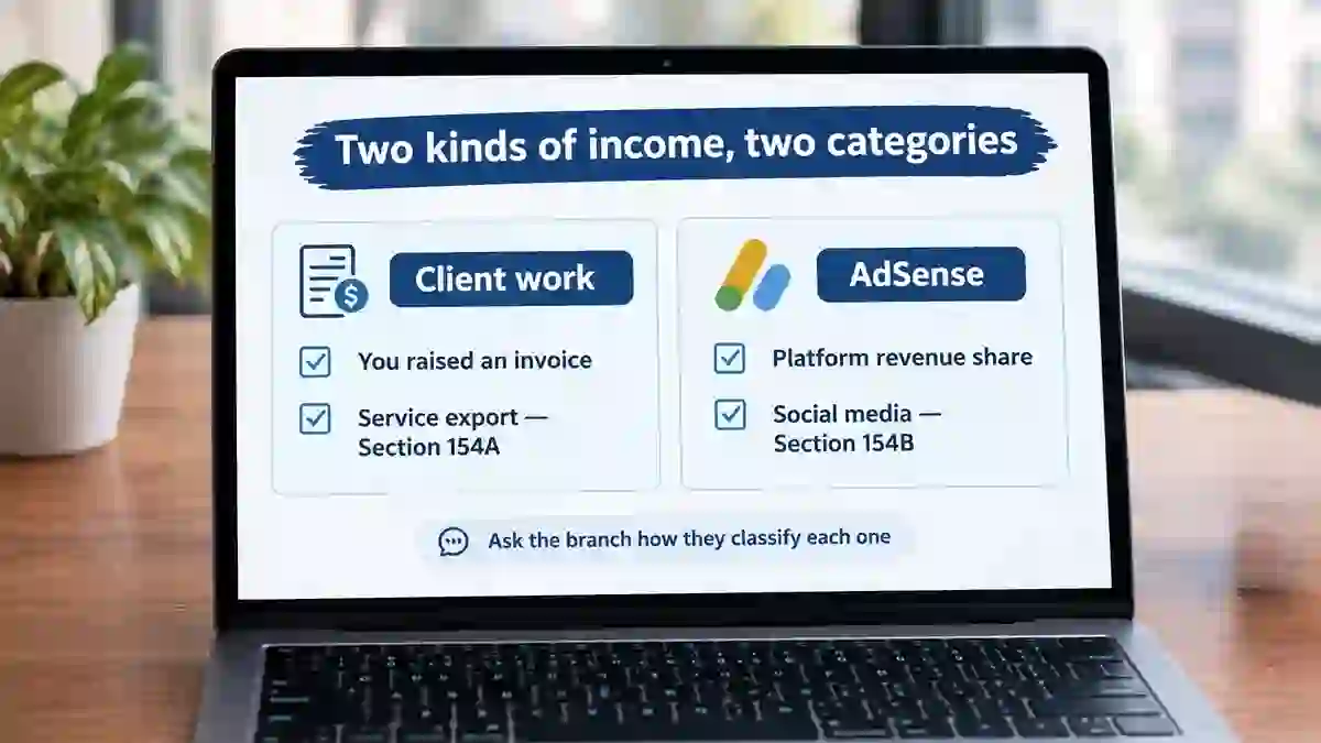 Client work treated as service export compared with AdSense treated as platform revenue under a separate section of the law