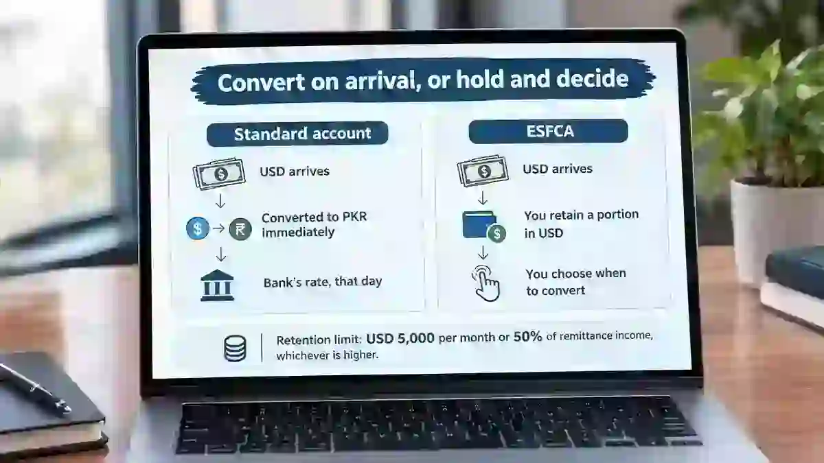 Standard account converting dollars on arrival compared with a foreign currency account where you retain a portion and choose when to convert